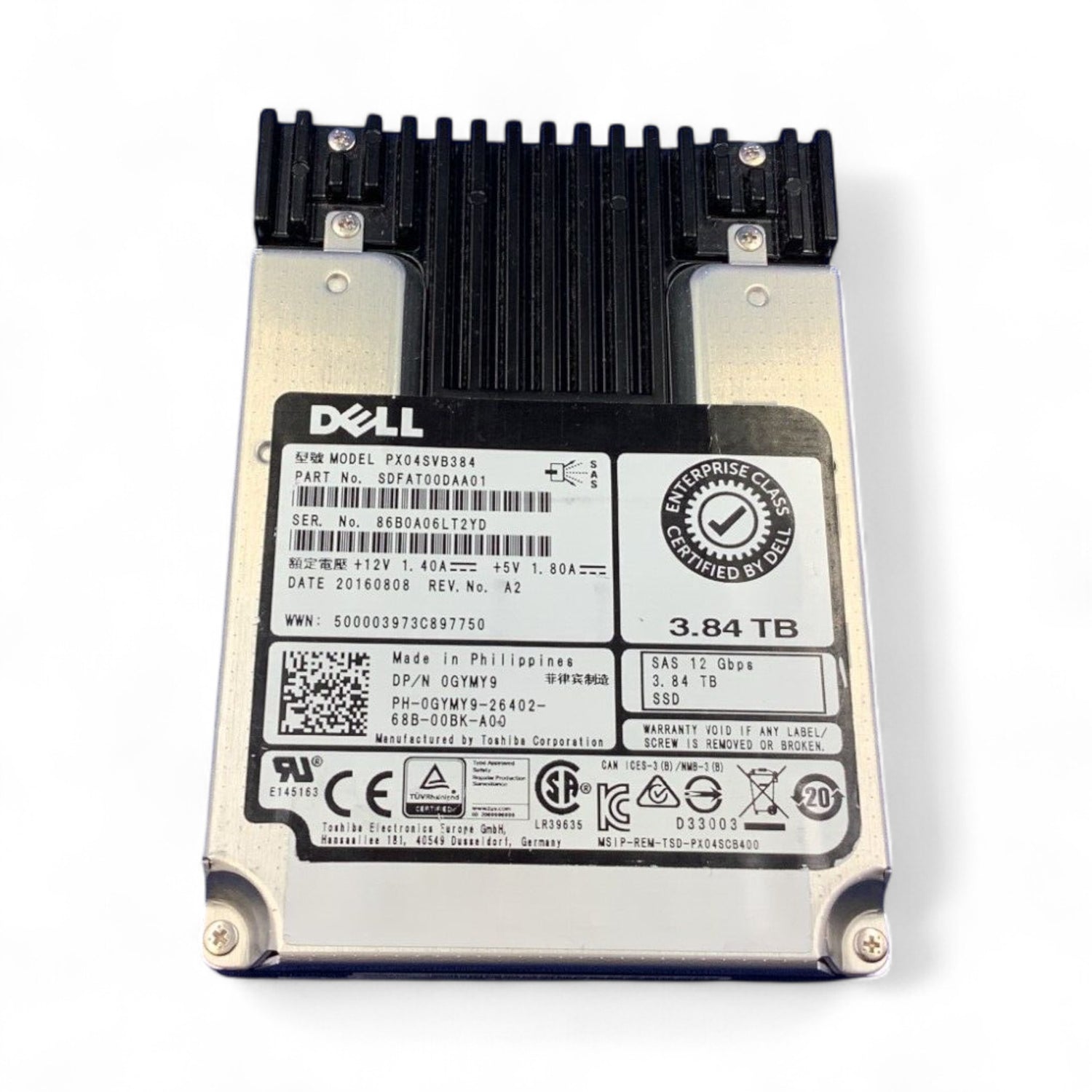 3,84 TB SAS 2,5 Zoll 12G MU SSD Dell Teilenummer: 0GYMY9