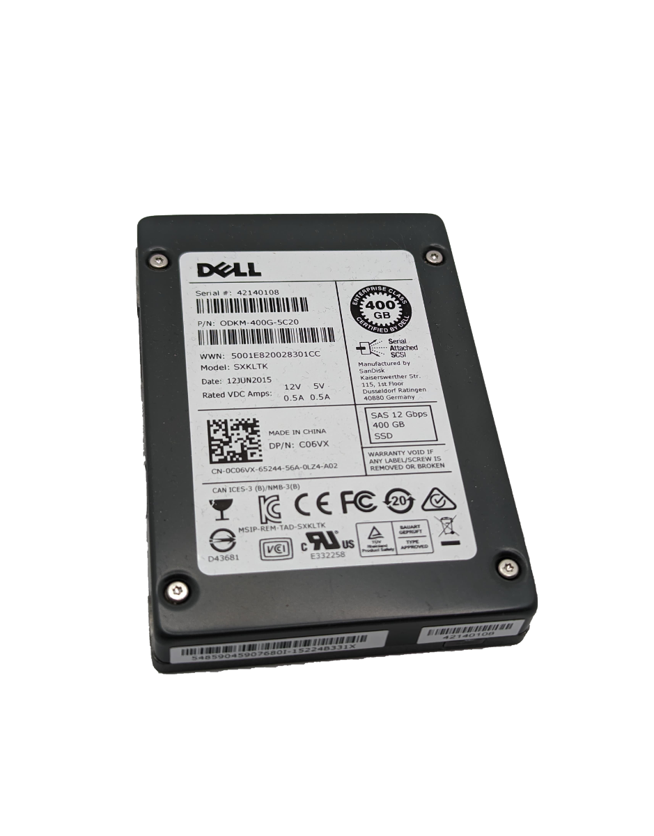 400GB 12G SAS SSD Dell SXKLTK P/N: C06VX 0C06VX 0DKM-400G-5C20