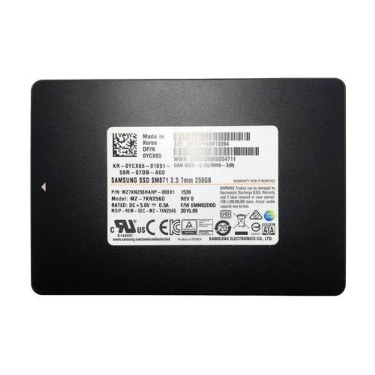 256 GB SATA 2,5" SSD 6G Samsung PM871a MZ-7LN256D Dell P/N: YCX65 0YCX65 MZ7KN256HAHP-000D1