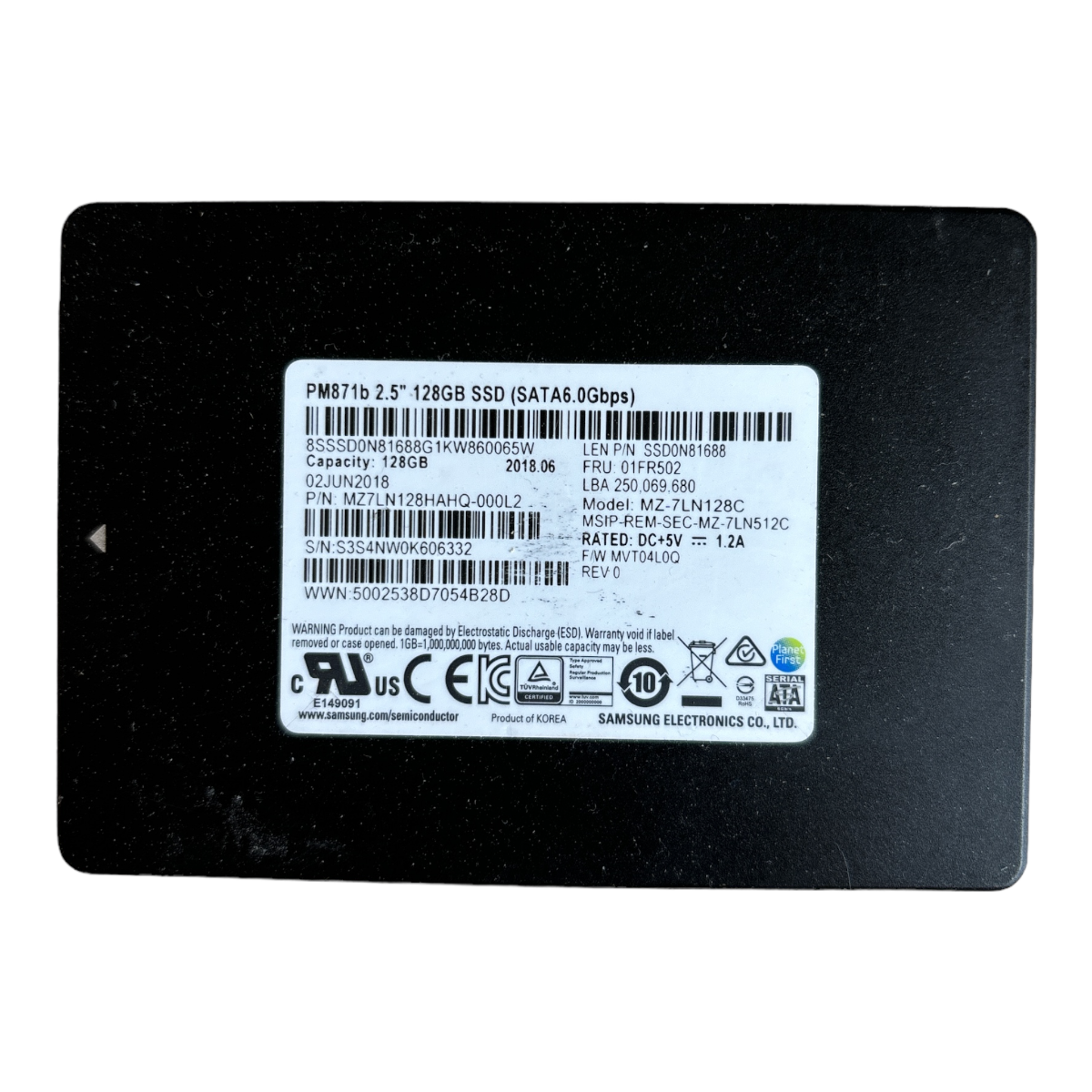 128 GB SSD SATA 2,5 Zoll 6G Samsung PM871b MZ-7LN128C P/N: MZ7LN128HAHQ-000L2