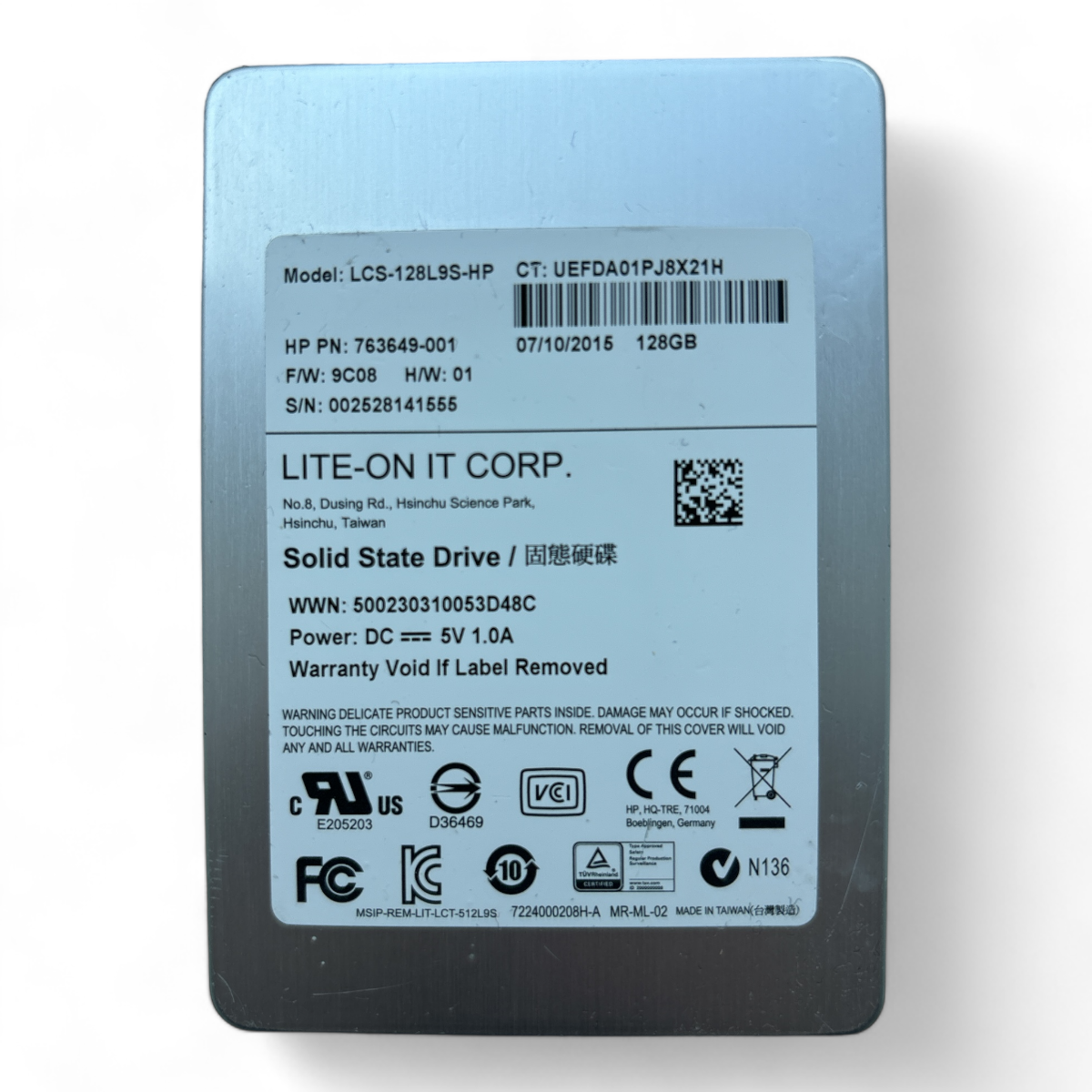 128 GB SSD SATA 2,5 Zoll 6 g HP Lite-On LCS-128L9S-HP Teilenr.: 763649-001