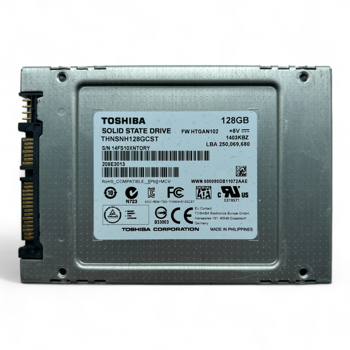 128 GB SSD SATA 2,5 Zoll 6 GB Toshiba THNSNH128GCST P/N: 205E3013