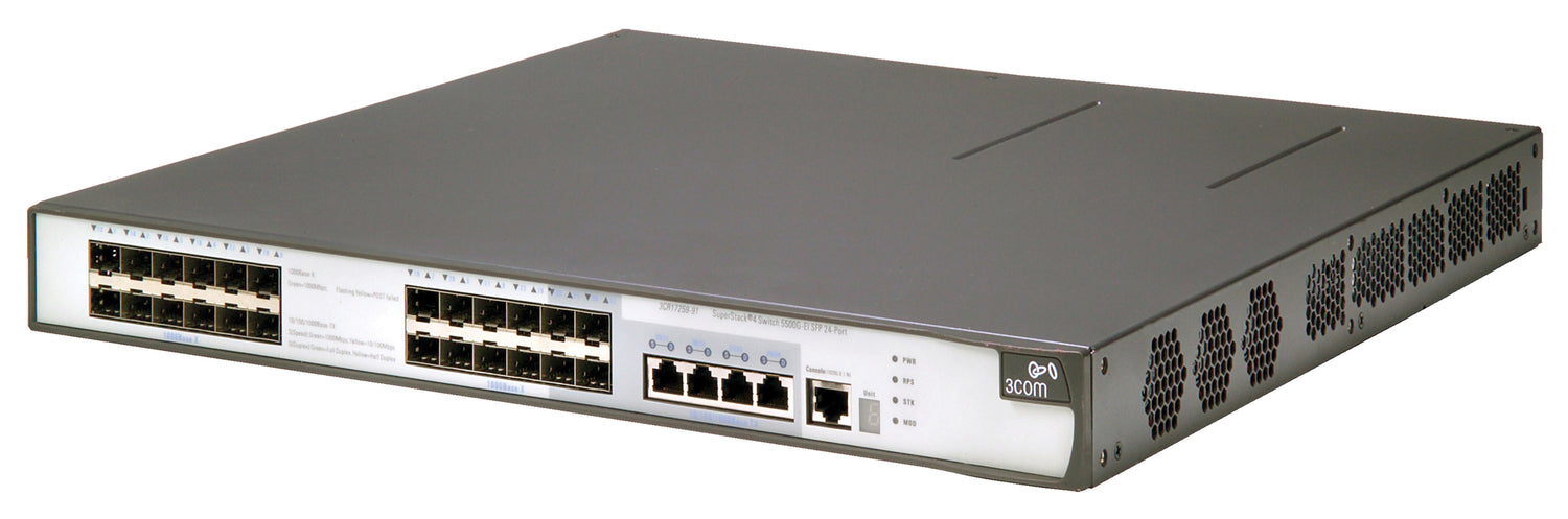 3Com Switch 5500G-EI 24-Port 10/100/1000 + 4x 10GB, PoE P/N: 3CR17250-91REFURB