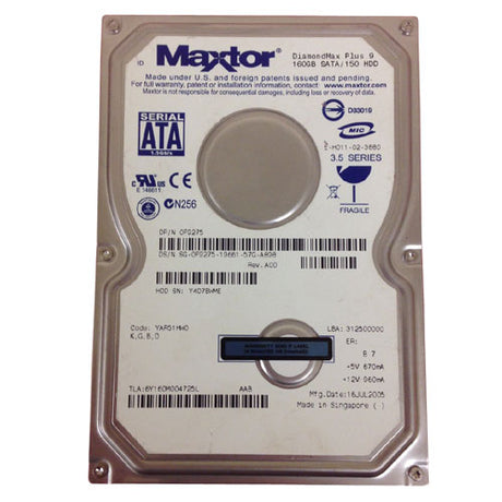 160GB 72K SATA 3 5 inch SP Maxtor 0F9275