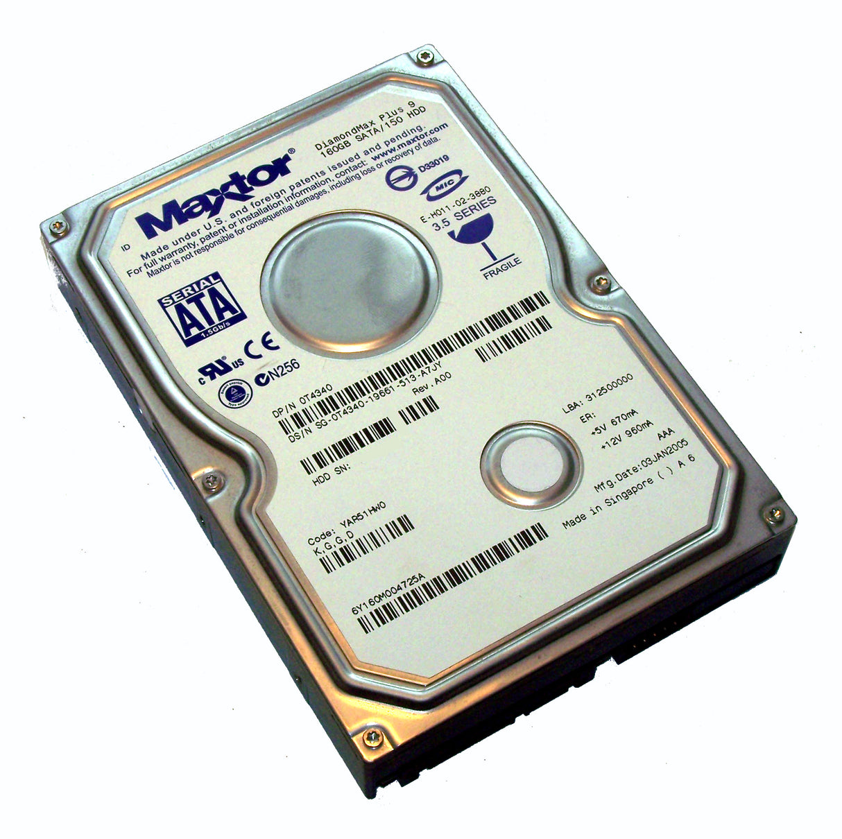 160GB 72K SATA 3 5 inch SP Maxtor T4340