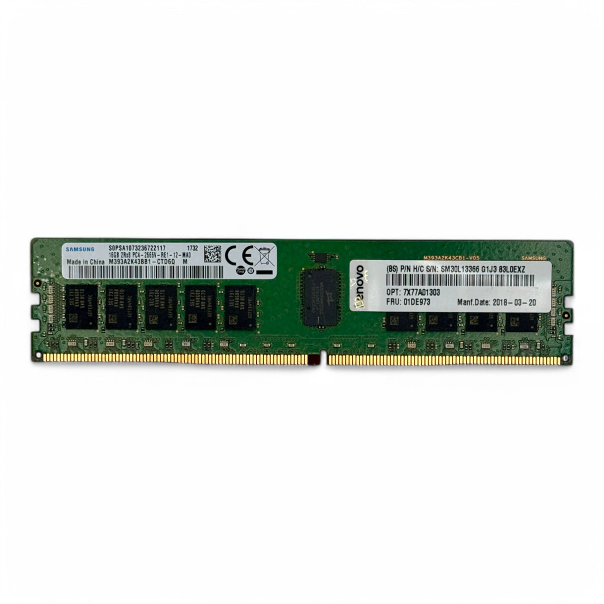 16 GB 2Rx8 PC4-2666V Samsung M393A2K43BB1-CTD6Q Lenovo Teilenr.: 7X77A08599