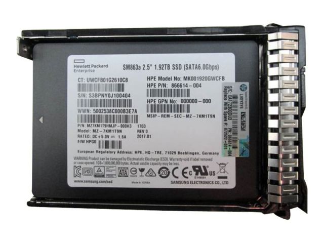 1,92 TB SSD SATA 6G 2,5 Zoll HPE Samsung SM863a MK001920GWCFB MZ-7KM1T9N P/N: 866614-004 MZ7KM1T9HMJP-000H3