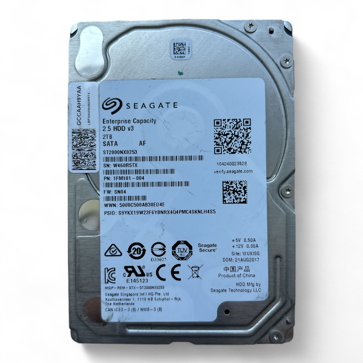 2 TB 7,2 k SATA 6G 2,5-Zoll-Festplatte Seagate Exos 7E2000 ST2000NX0253 Teilenummer: 1FM101-004