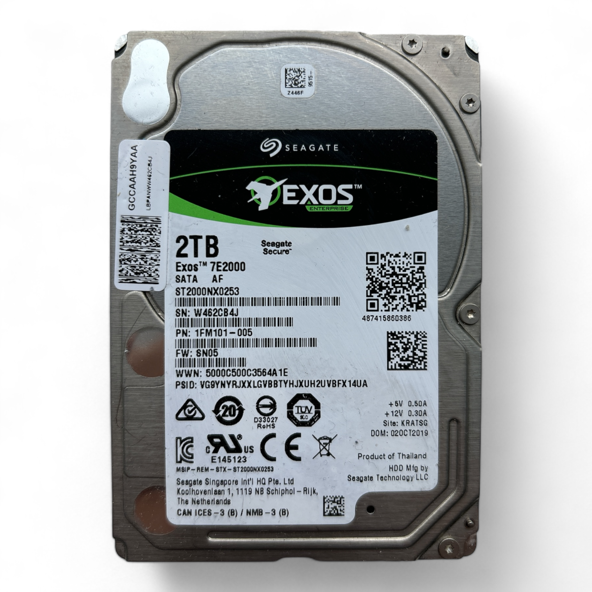 2 TB 7,2 k SATA 6G 2,5-Zoll-Festplatte Seagate Exos 7E2000 ST2000NX0253 Teilenummer: 1FM101-005