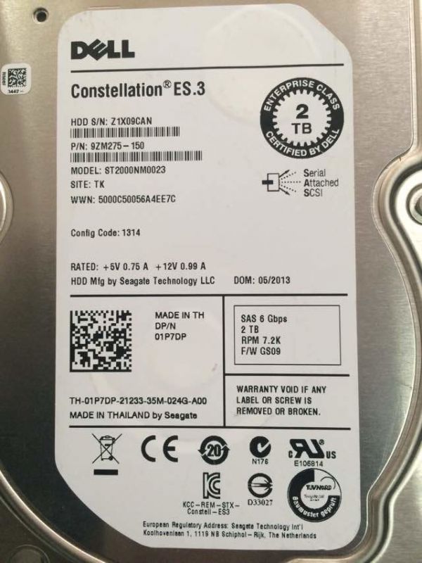 2000GB 72K SAS 3 5 inch DP 1P7DP