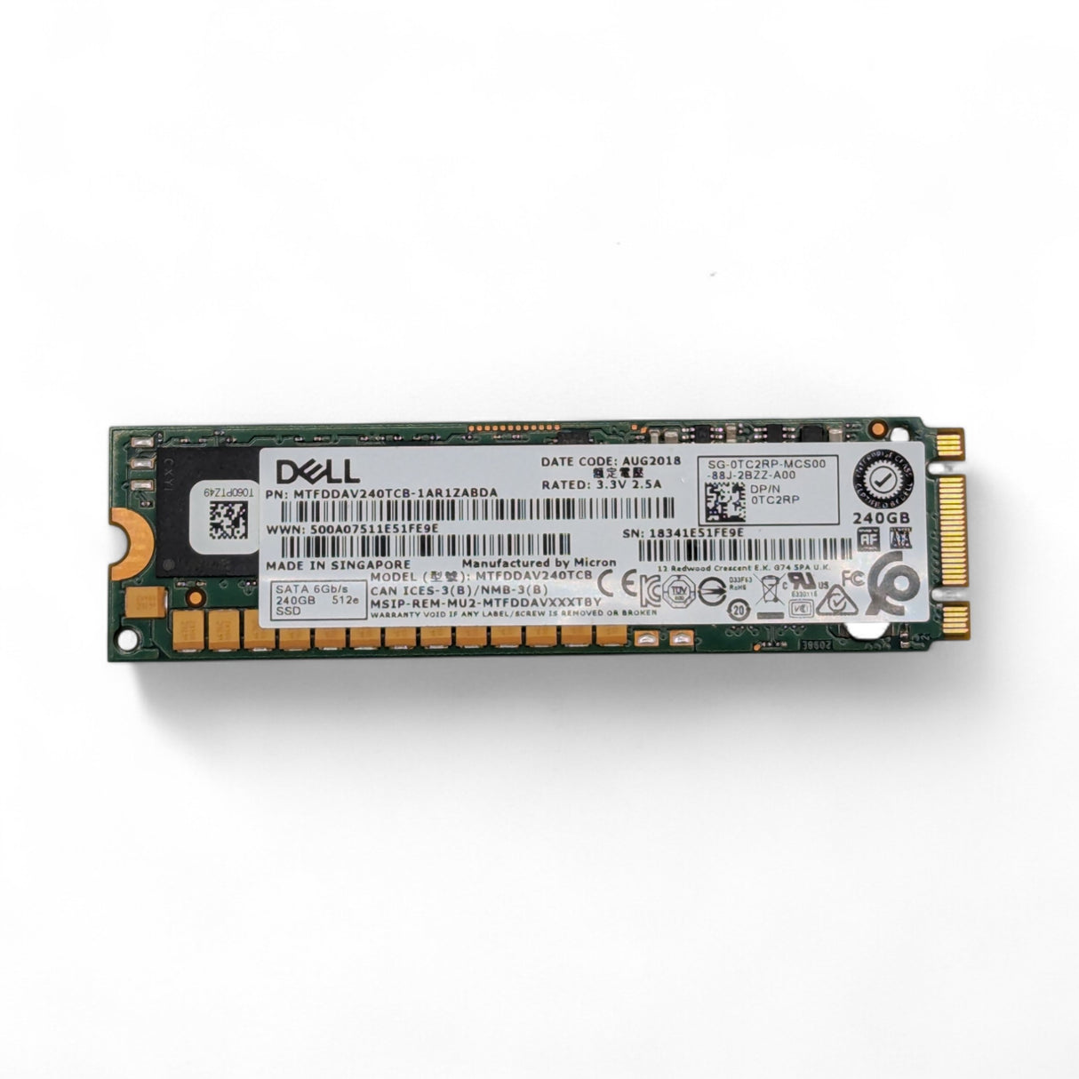 240 GB SSD SATA M.2 für BOSS-Karte Dell P/N: 0TC2RP