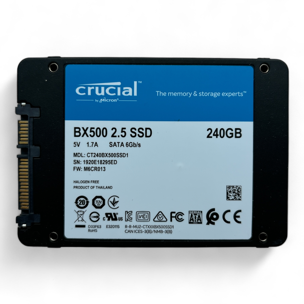 240 GB SATA 2,5 Zoll 6G Crucial BX500 CT240BX500SSD1 Teilenr.: CT240BX500SSD1