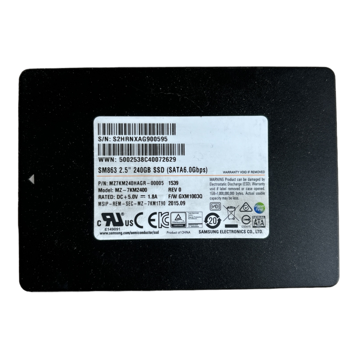 240 GB SATA 2,5" SSD 6G Samsung SM863 MZ-7KM2400 P/N: MZ7KM240HAGR-00005
