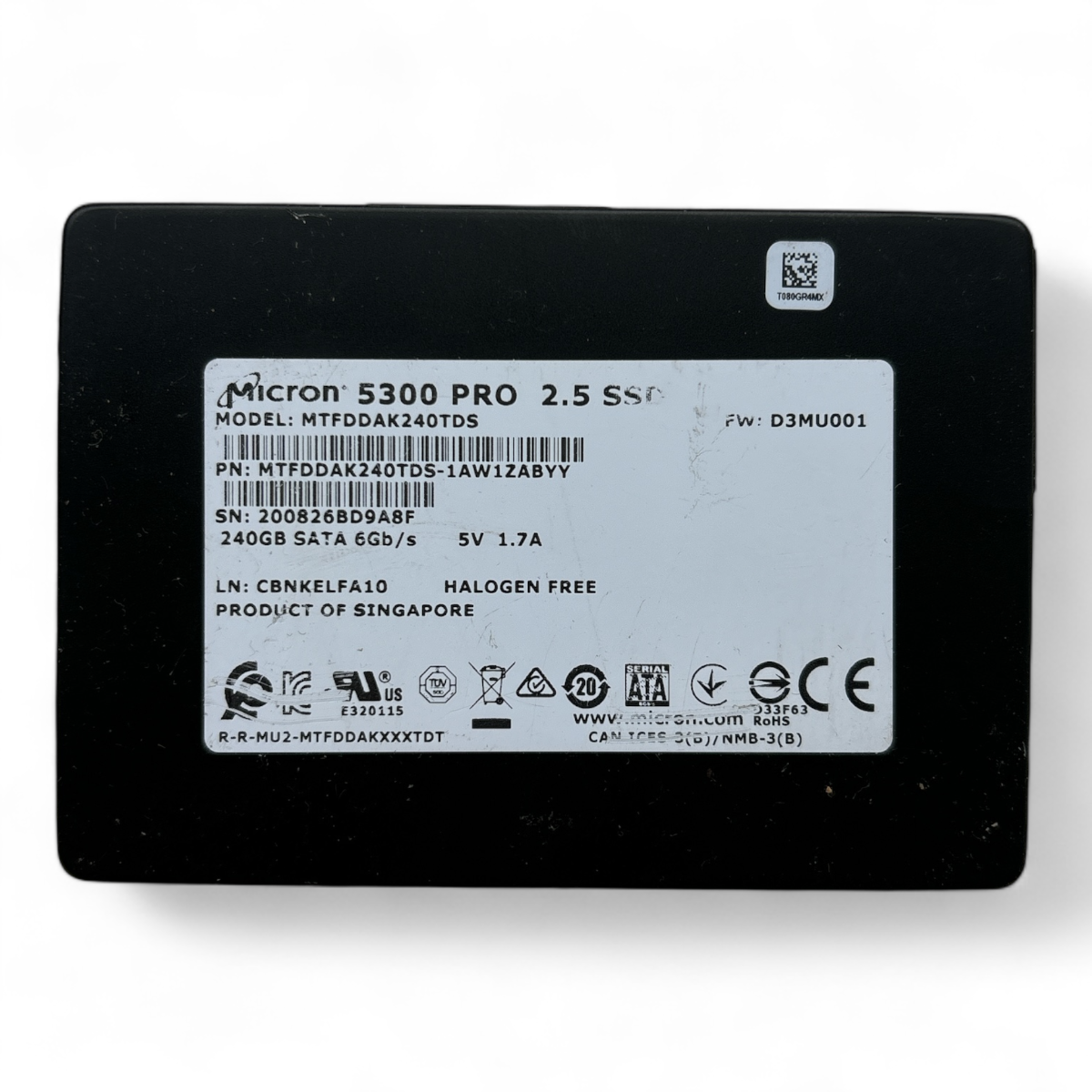 240 GB SSD SATA 2,5 Zoll 6G Micron 5300 PRO MTFDDAK240TDS P/N: MTFDDAK240TDS-1AW1ZABYY