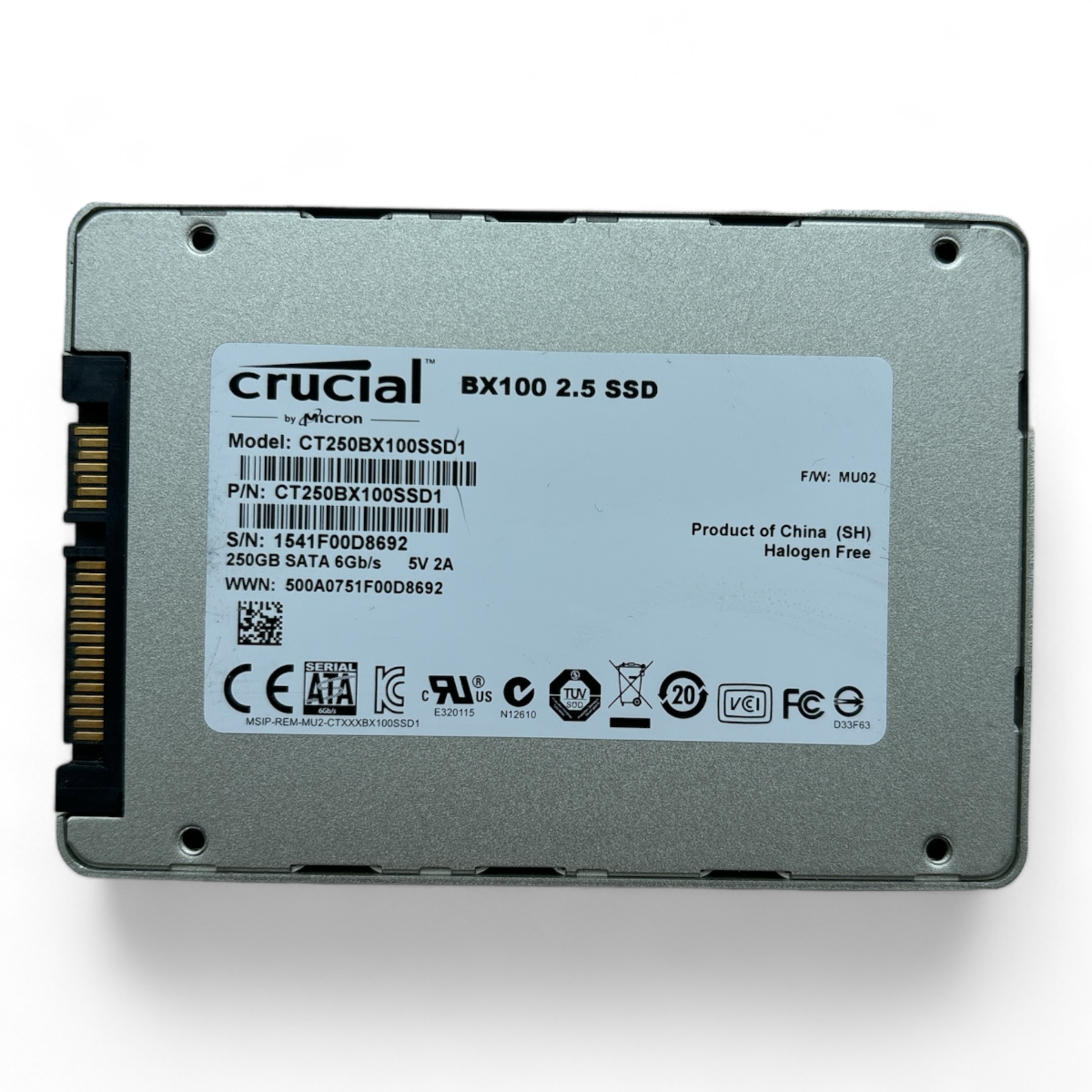 256 GB SATA 2,5 Zoll 6G Crucial BX100 CT250BX100SSD1 Teilenr.: CT250BX100SSD1