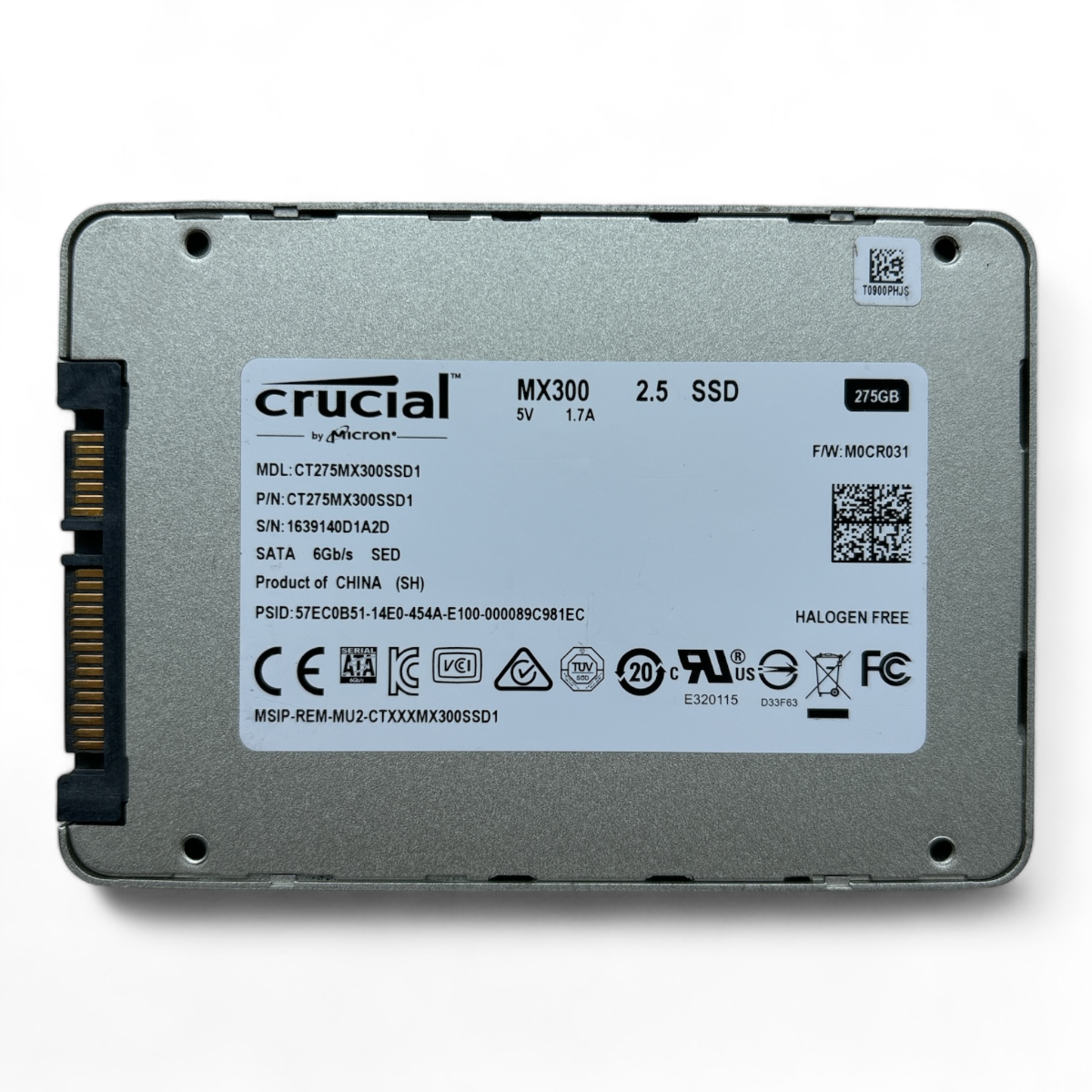 275 GB SATA 2,5 Zoll 6G SED Crucial MX300 CT275MX300SSD1 Teilenr.: CT275MX300SSD1