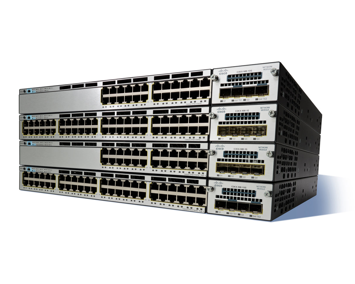 Cisco WS-C3750X-48P-S-V02, 1U, 48-port, Gigabit Ethernet