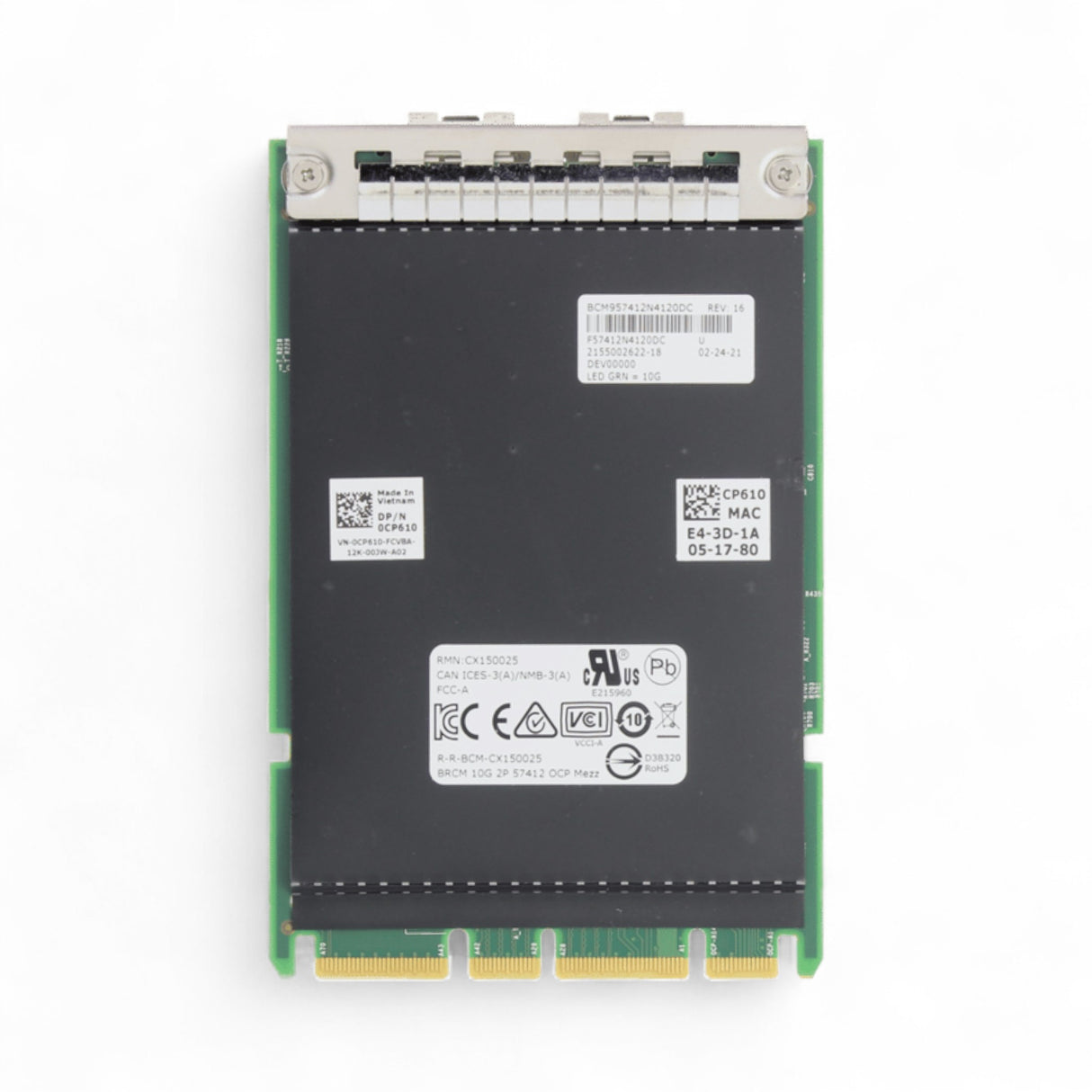 Dell Broadcom 57412 2x 10GbE SFP+, OCP 3.0 P/N: 476K8, 6JKXY, CP610, 540-BCOQ