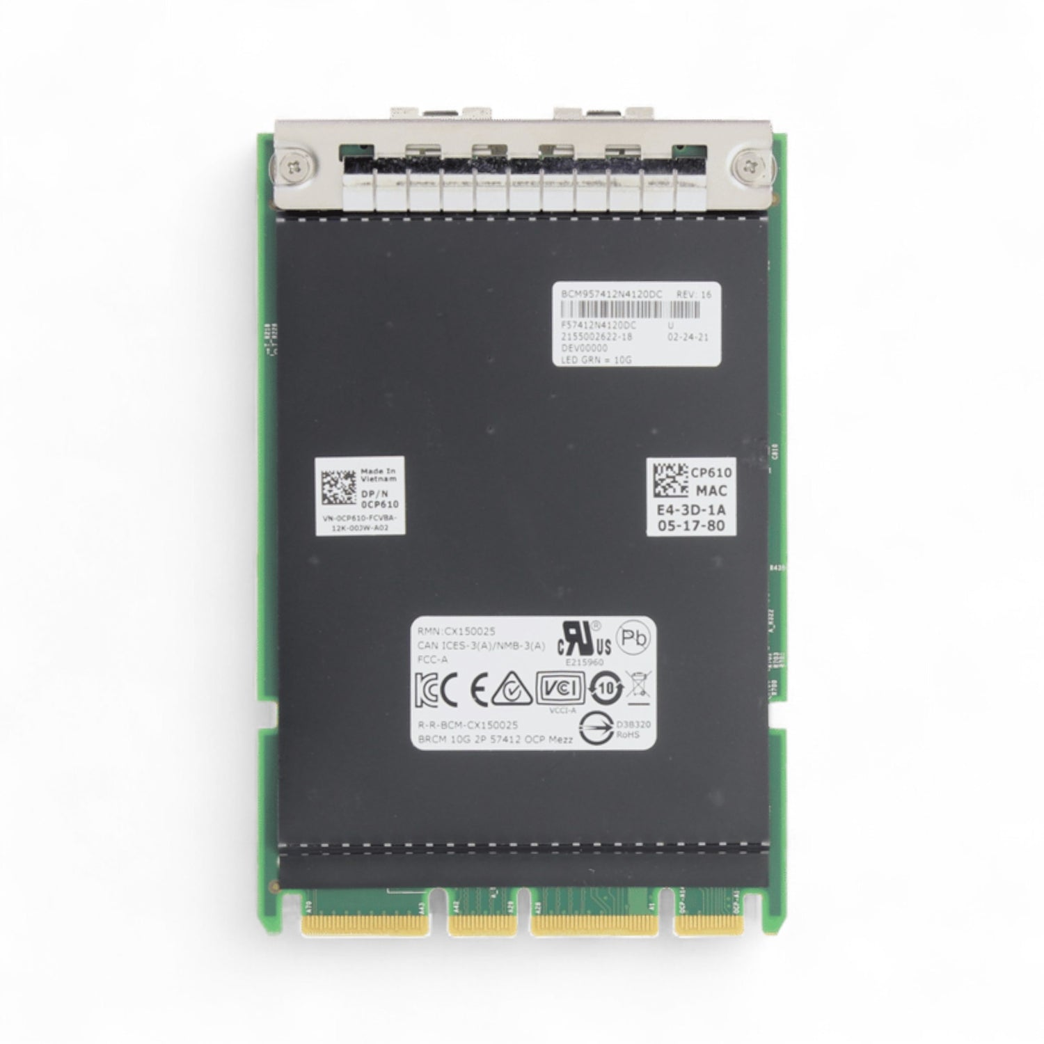 Dell Broadcom 57412 2x 10GbE SFP+, OCP 3.0 P/N: 476K8, 6JKXY, CP610, 540-BCOQ