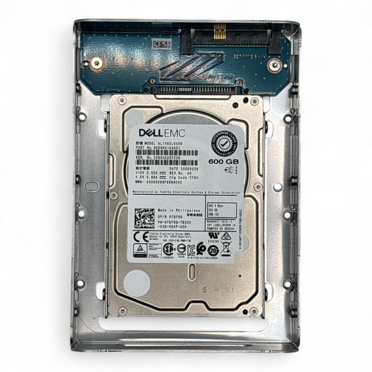 600 GB Festplatte 2,5 Zoll SAS 12G 15K Dell Teilenummer: 0YGY9G AL14SXL60EN, HDE9H01DAA51
