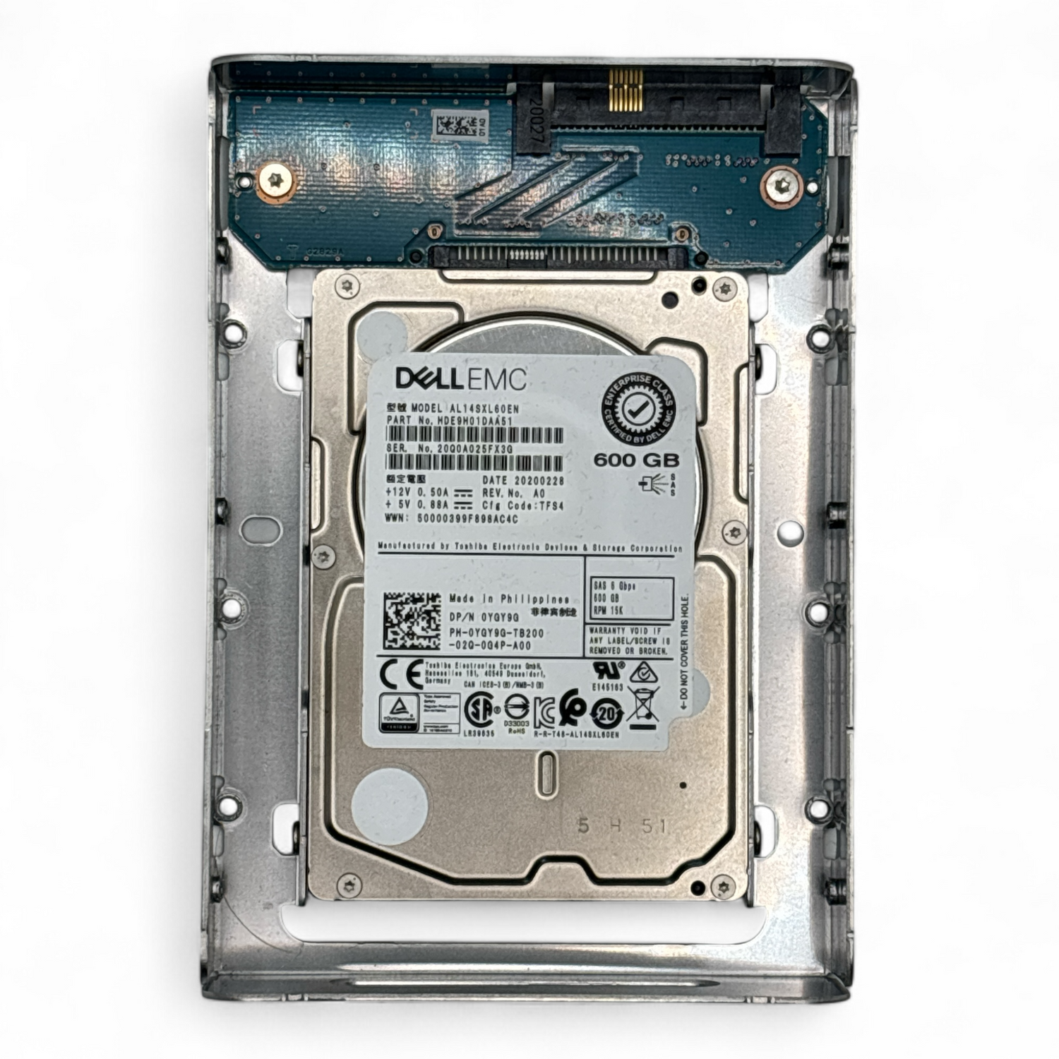 600 GB Festplatte 2,5 Zoll SAS 12G 15K Dell Teilenummer: 0YGY9G AL14SXL60EN, HDE9H01DAA51