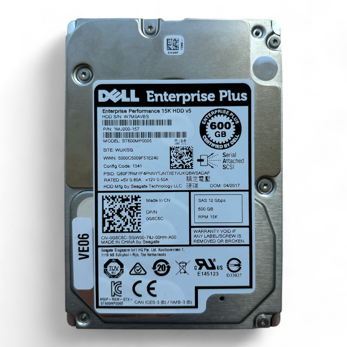 600GB, SAS, 12Gb/s, Seagate P/N: ST600MP0065, Dell P/N: 0G6C6C