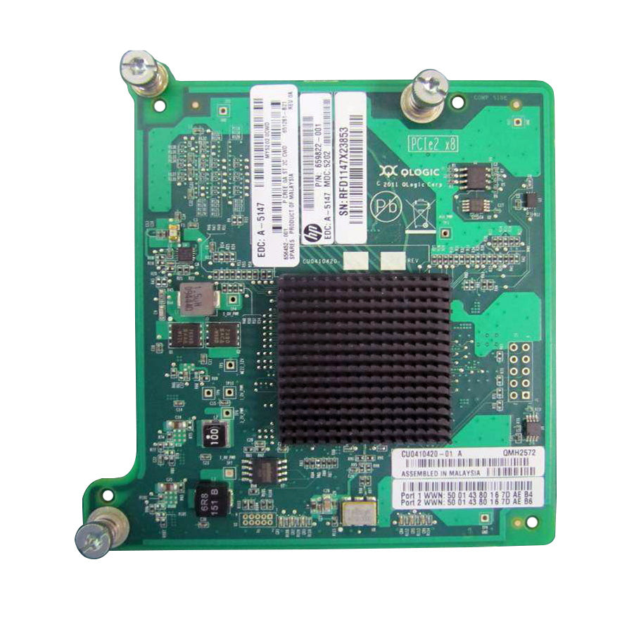 QLogic Mezzanine QMH2572 8Gb FC für HP BL460c G8 BladeSystem 2 Port 8Gb/s HBA Teilenummer: 659822-001