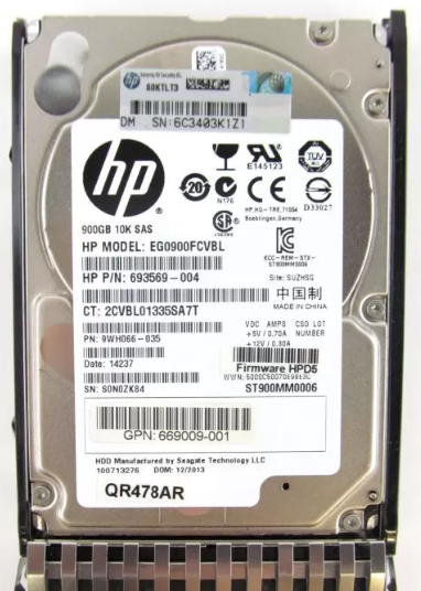 900GB 10K SAS 2.5" HDD 6G HPE EG0900FCVBL P/N: 693569-004 9WH066-035