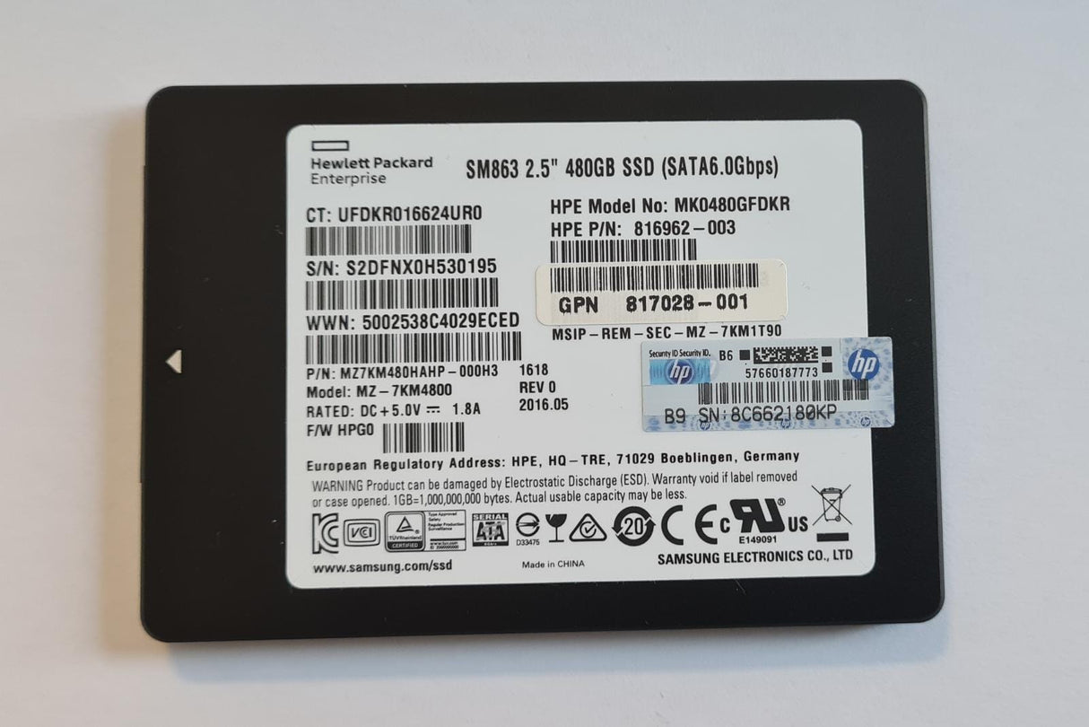 480GB SSD SATA 6Gbps SM863a