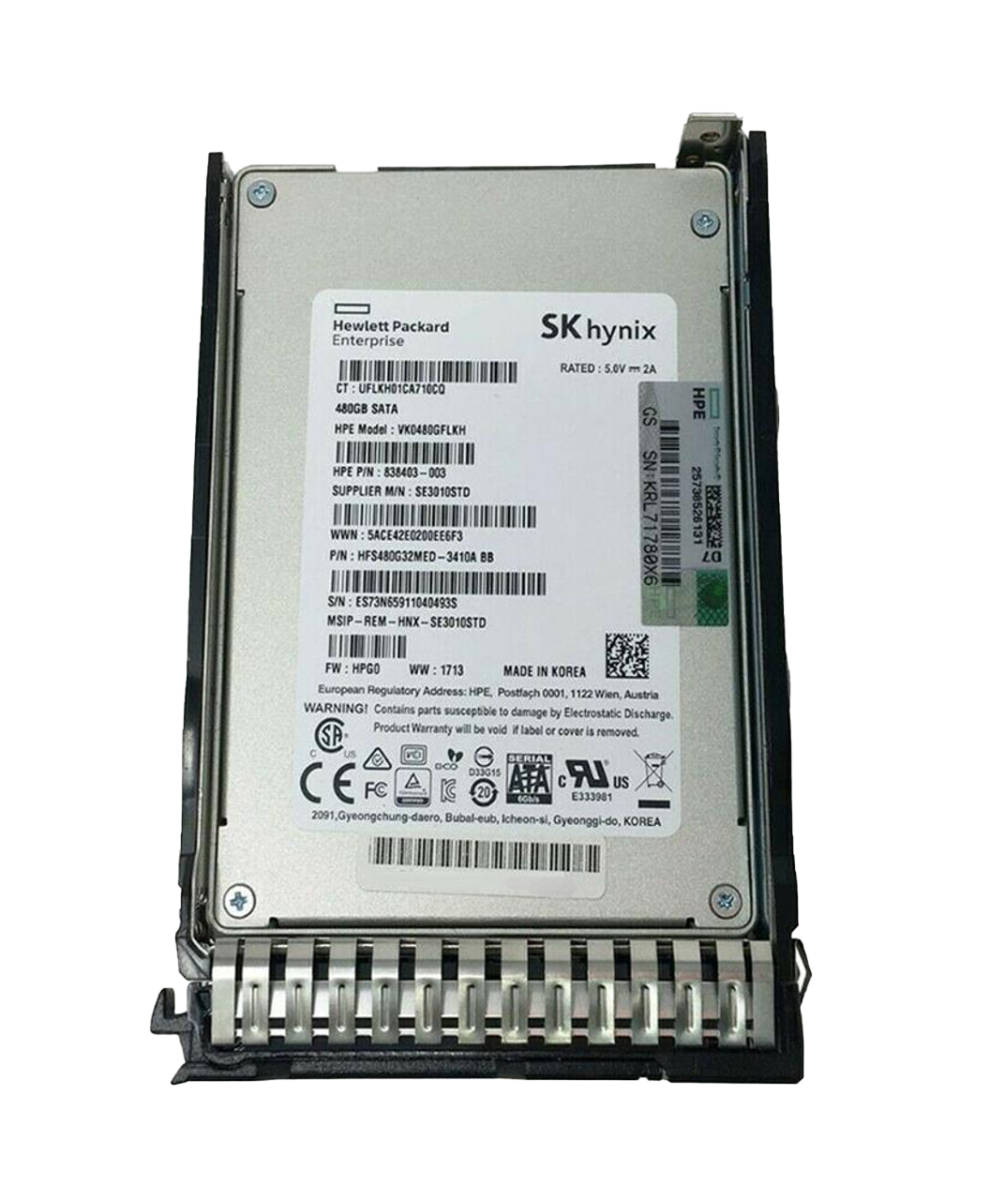 480GB SSD SATA RI 6G VK0480GFLKH P/N: 838403-003 872857-003