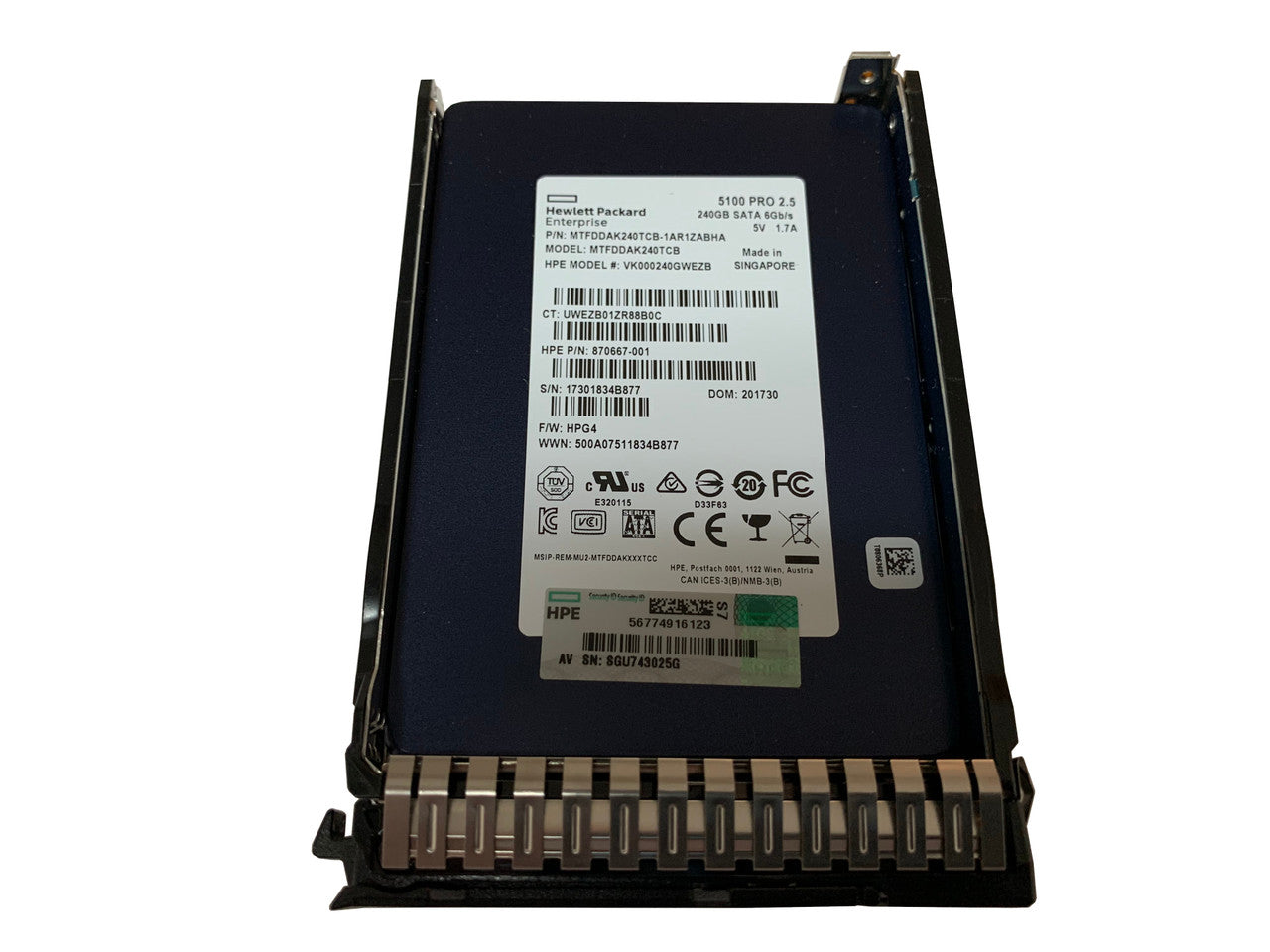 1,92 TB SATA 2,5" 6G MU SSD HP P/N: 875513-B21