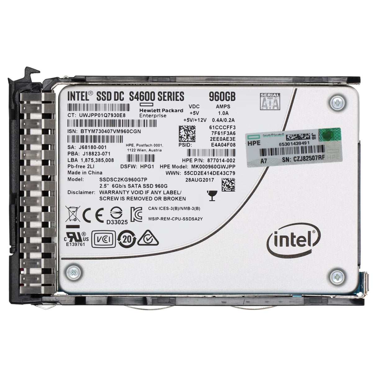 960GB SATA 2.5" 6G MU SSD HP P/N: 879016-001