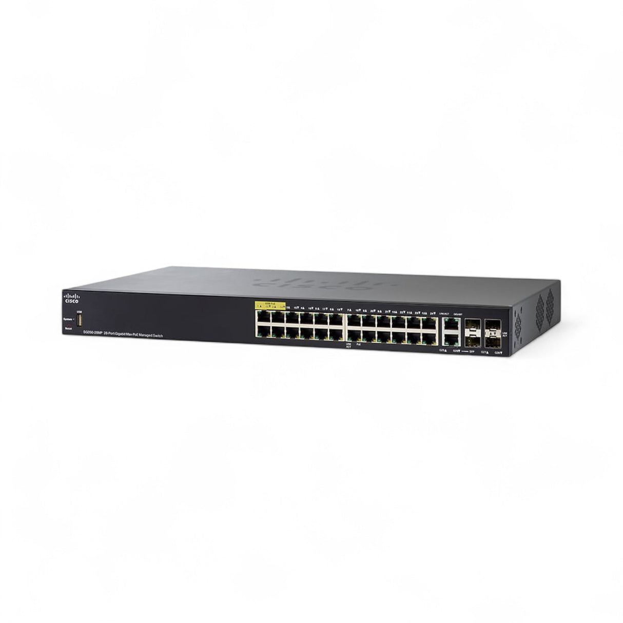 Cisco SG350 - 28x 1Gb BASE-T Port, 2x 1Gb SFP Port, POE+, Managed, P/N: SG350-28MP-K9-EU
