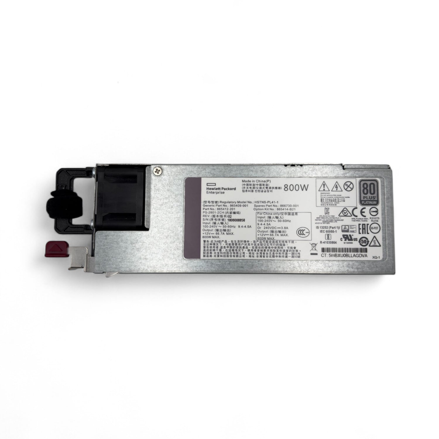 HPE 800-W-Netzteil Platinum G10 Teilenr.: HSTNS-PD41-1, 865412-101