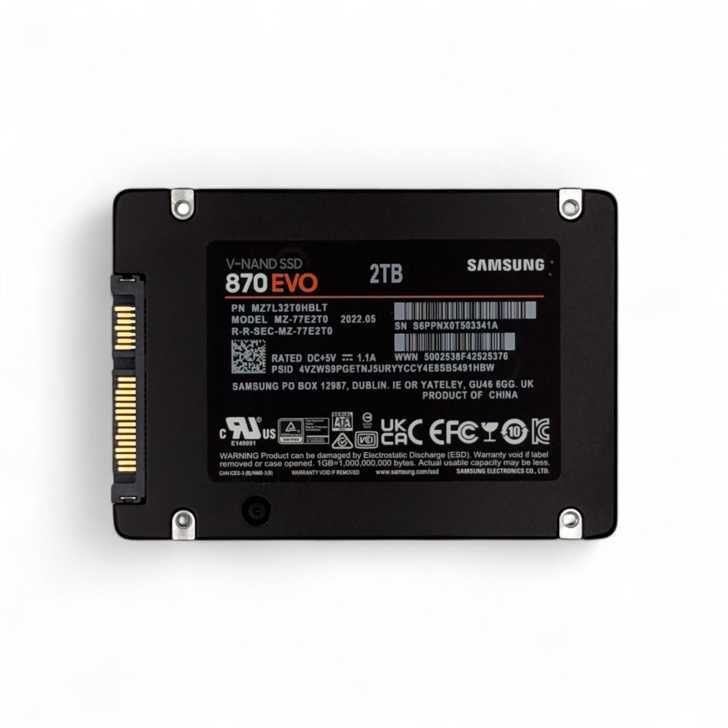 2TB SATA 2.5" SSD 6G Samsung 870 EVO MZ-77E2T0 P/N: MZ7L32T0HBLT