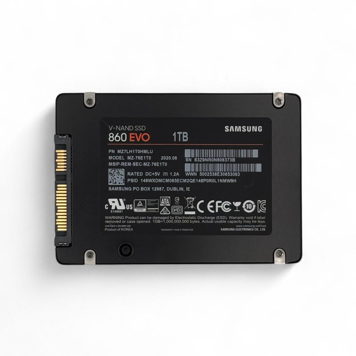 1TB SATA 2.5" SSD 6G Samsung 860 EVO MZ-76E1T0 P/N: MZ7LH1T0HMLU