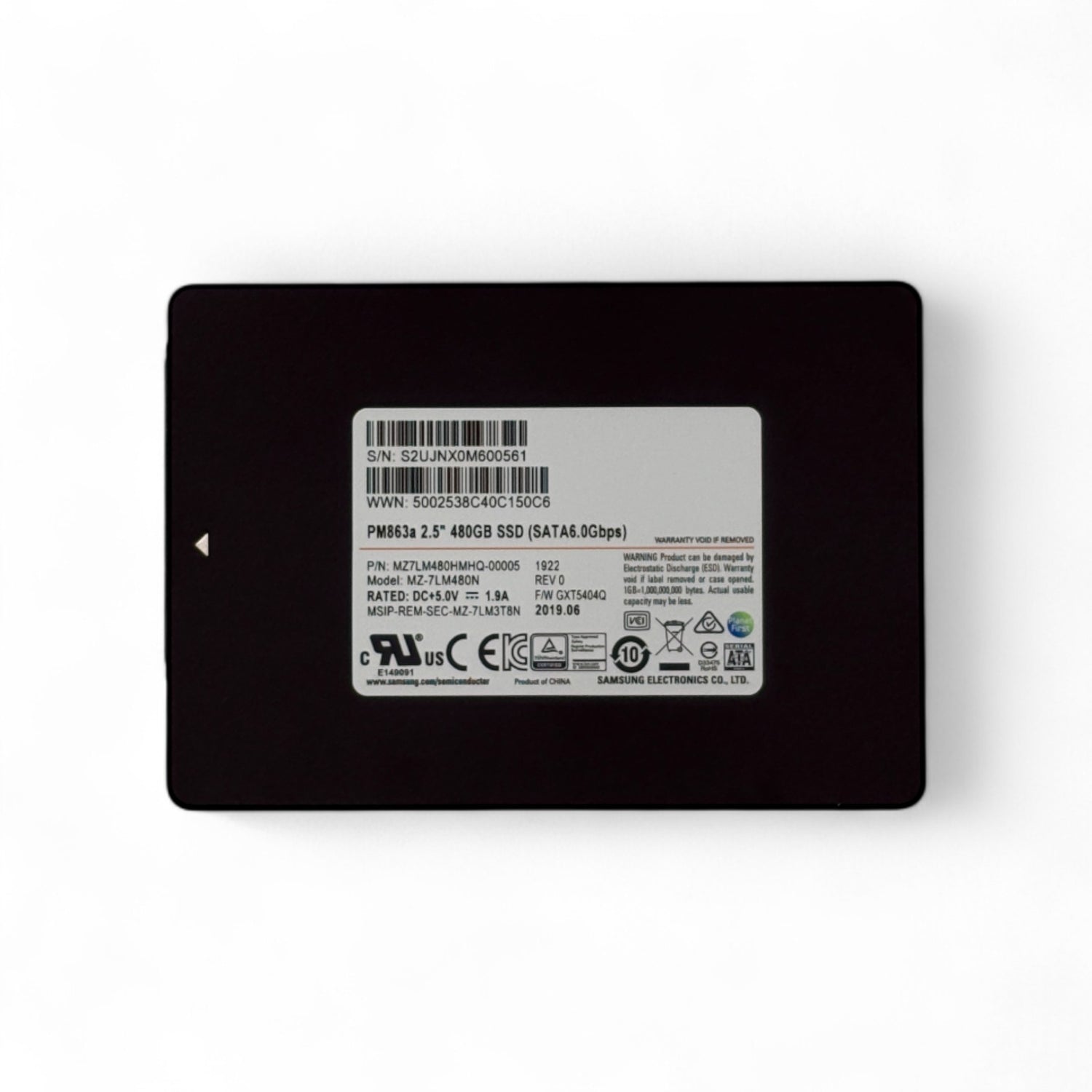 480GB SATA 2.5" SSD 6G Samsung PM863a MZ-7LM480N P/N: MZ7LM480HMHQ-00005