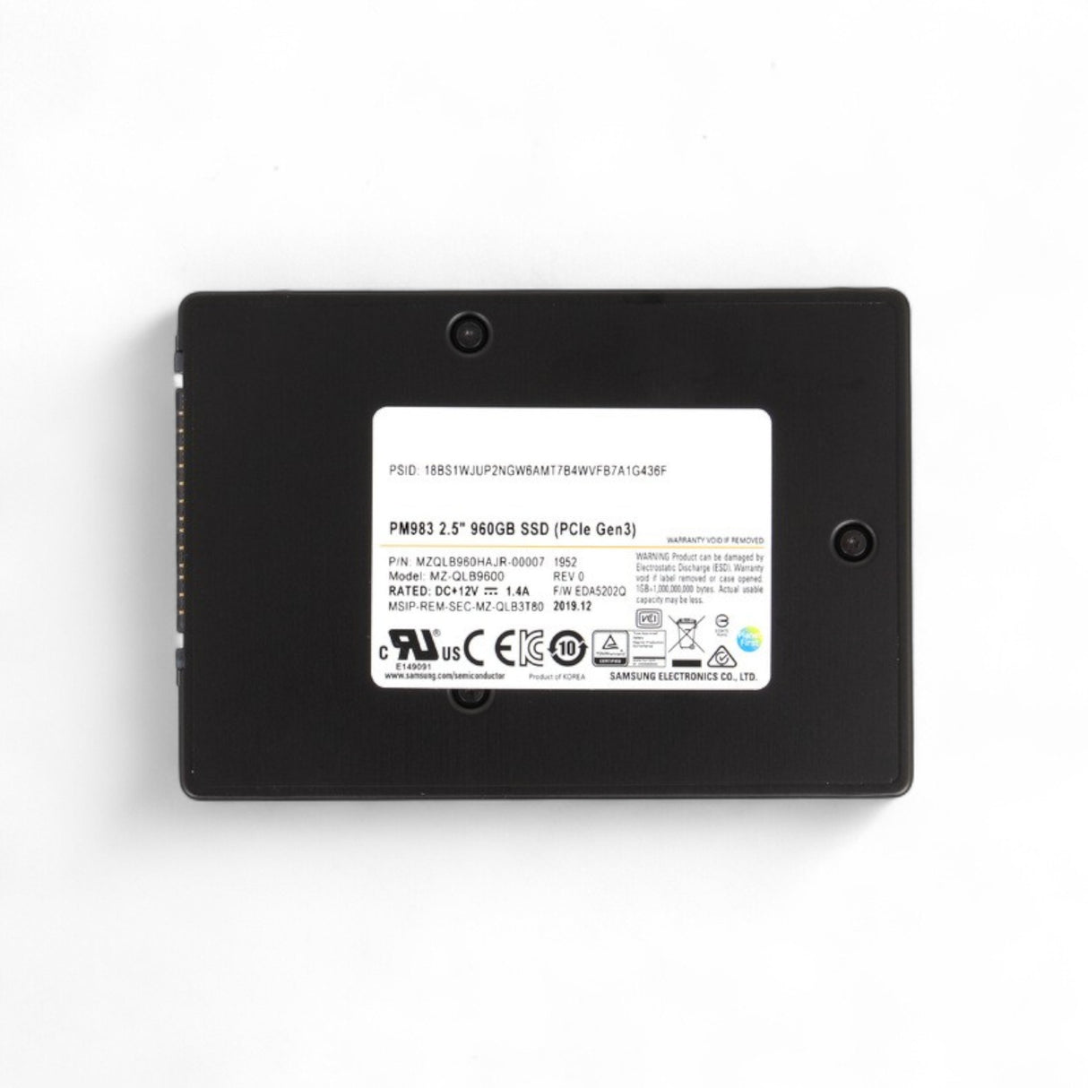 960GB U.2 NVMe 2.5" PCIe 3.0 RI Samsung PM983 P/N: MZQLB960HAJR-00007