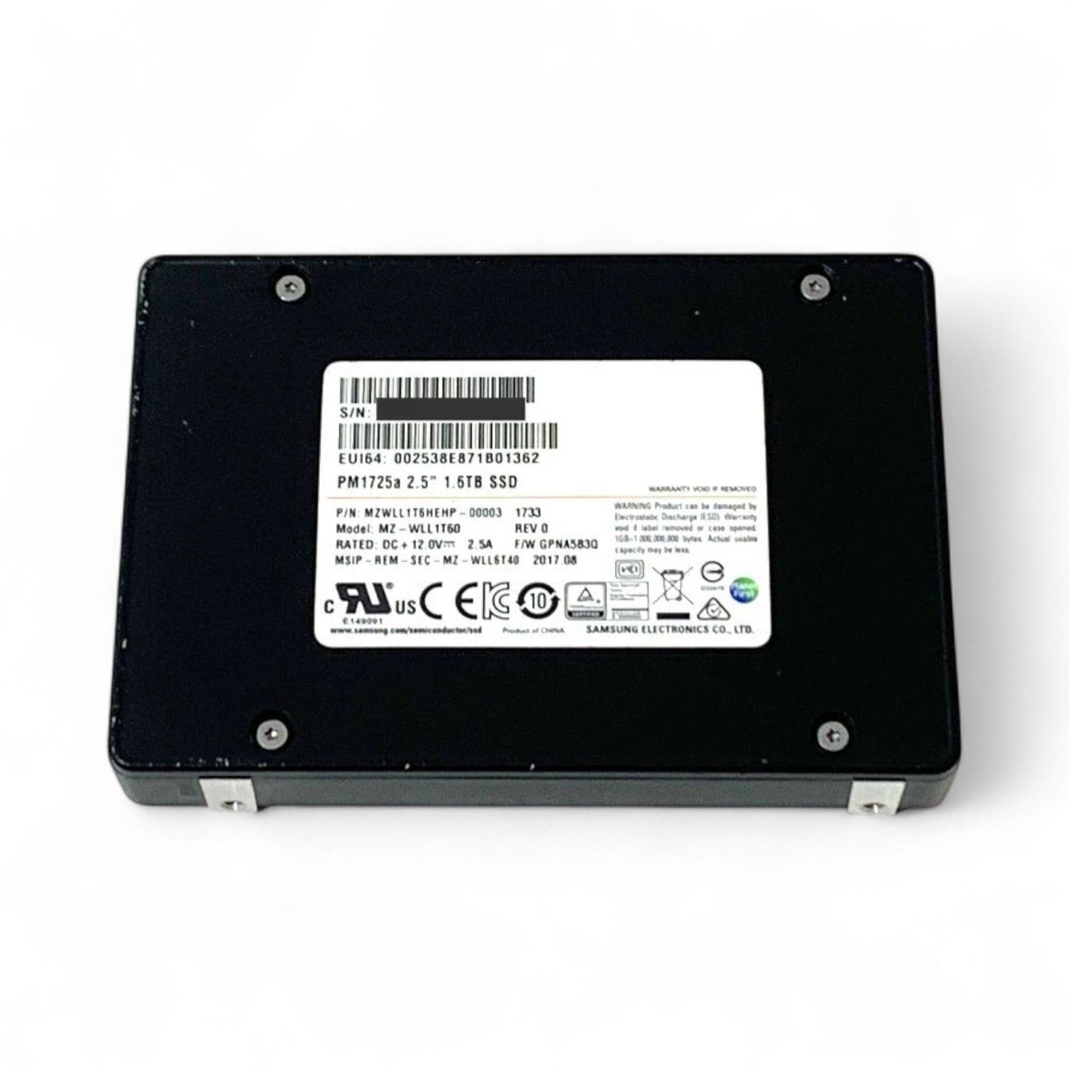 1.6TB U.2 NVMe 2.5" PCIe 3.0 RI Samsung PM1725A P/N: MZWLL1T6HEHP-00003
