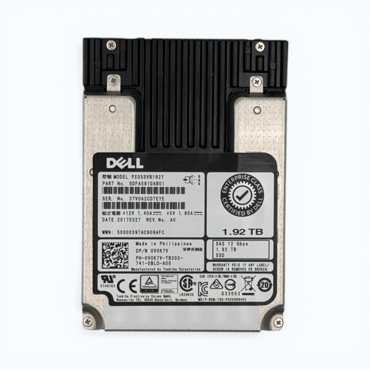 1,92 TB SAS 2,5" 6G MLC MU SSD Dell P/N: 0V0K7V