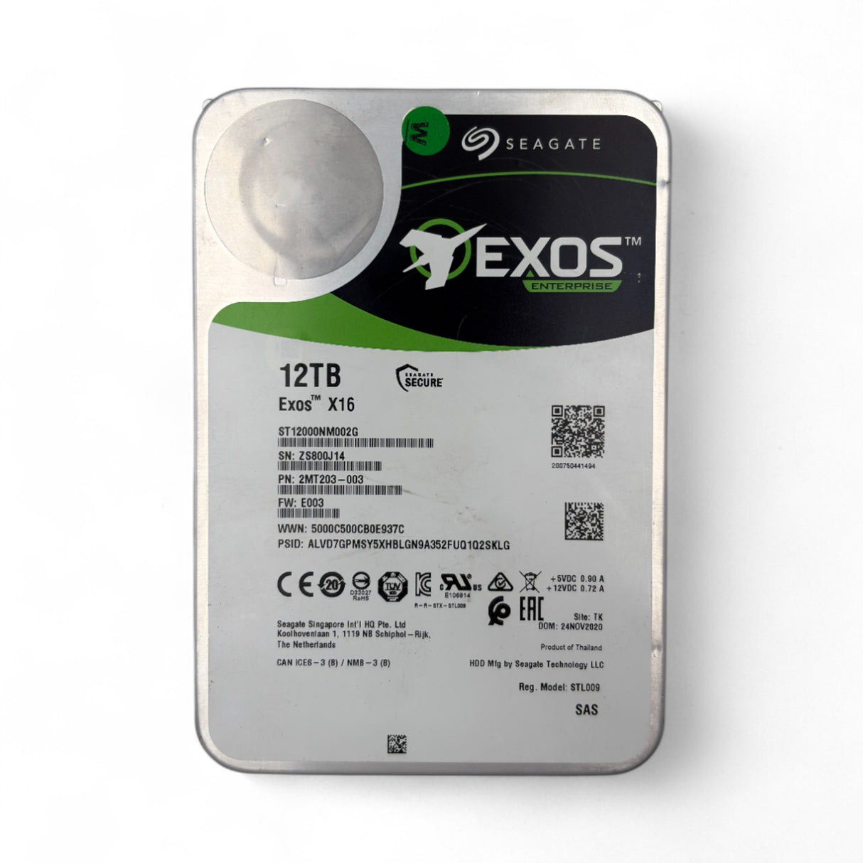 12TB 7.2k 3.5" SAS 12G 512e Seagate EXOS X16 ST12000NM002G P/N: 2A1201-899