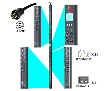 APC AP8981 switched Rack PDU Vertical ZeroU 16A 230V Out: (21)C13 & (3)C19 P/N: AP8981 -