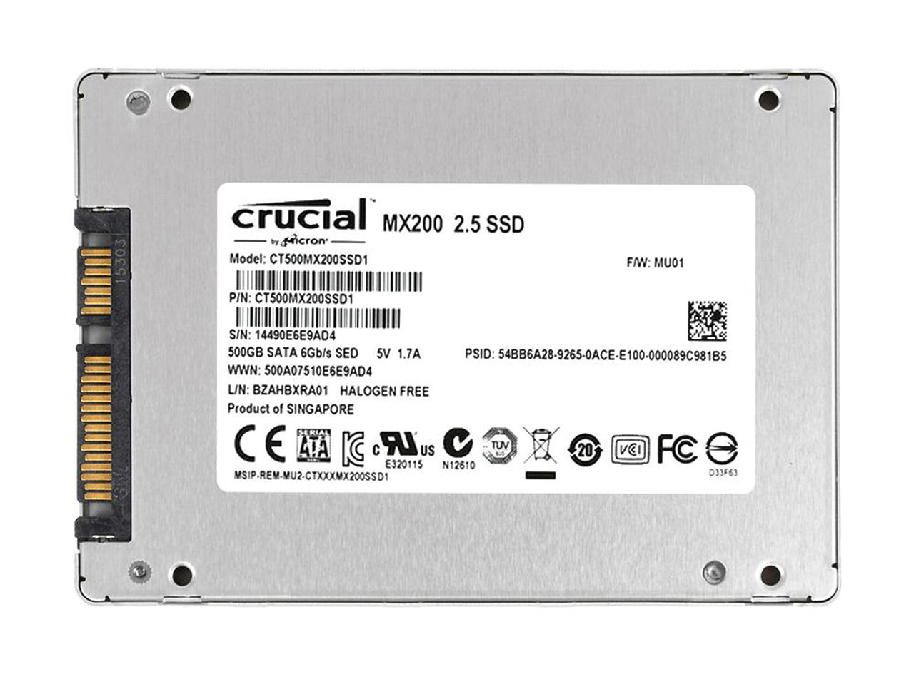 500GB SSD SATA 2.5" 6G MLC SED Crucial MX200 P/N: CT500MX200SSD1