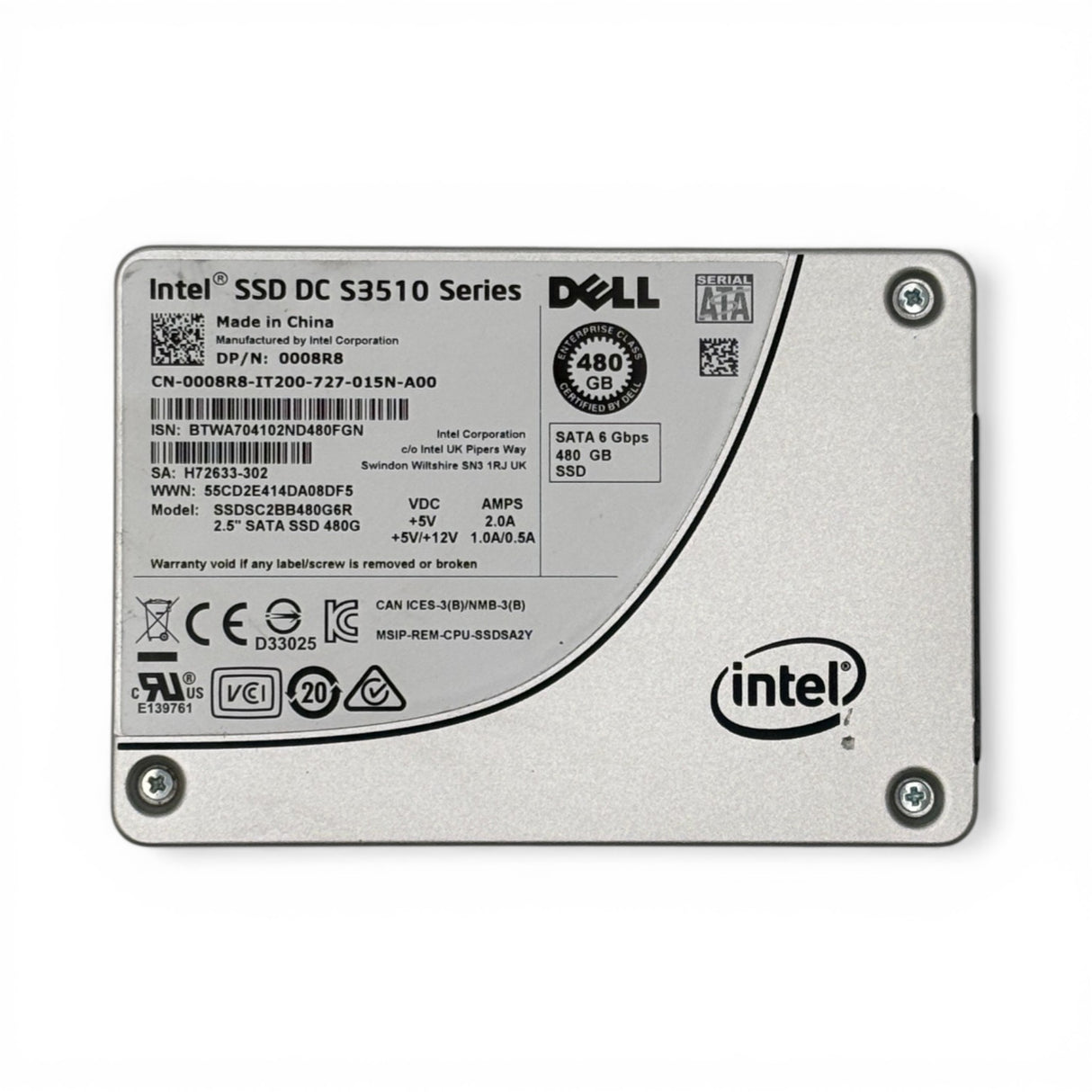 480 GB SSD SATA 6G 2,5 Zoll Intel DC S3510 SSDSC2BB480G6K P/N: H45594-303