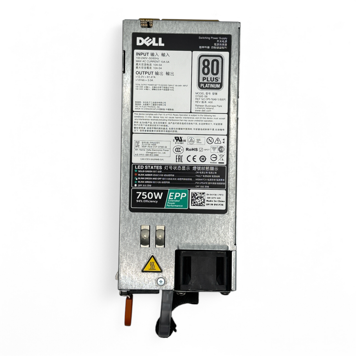 Dell 750W Redundant Power Supply, P/N:0V1YJ6