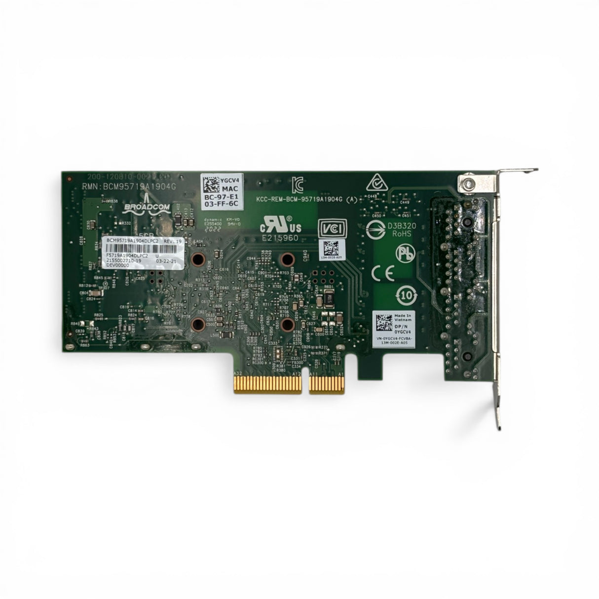 Dell Broadcom 5719 4-Port 1Gb/s Network Interface Card (Quad Port) PCI-e LP P/N: YGCV4