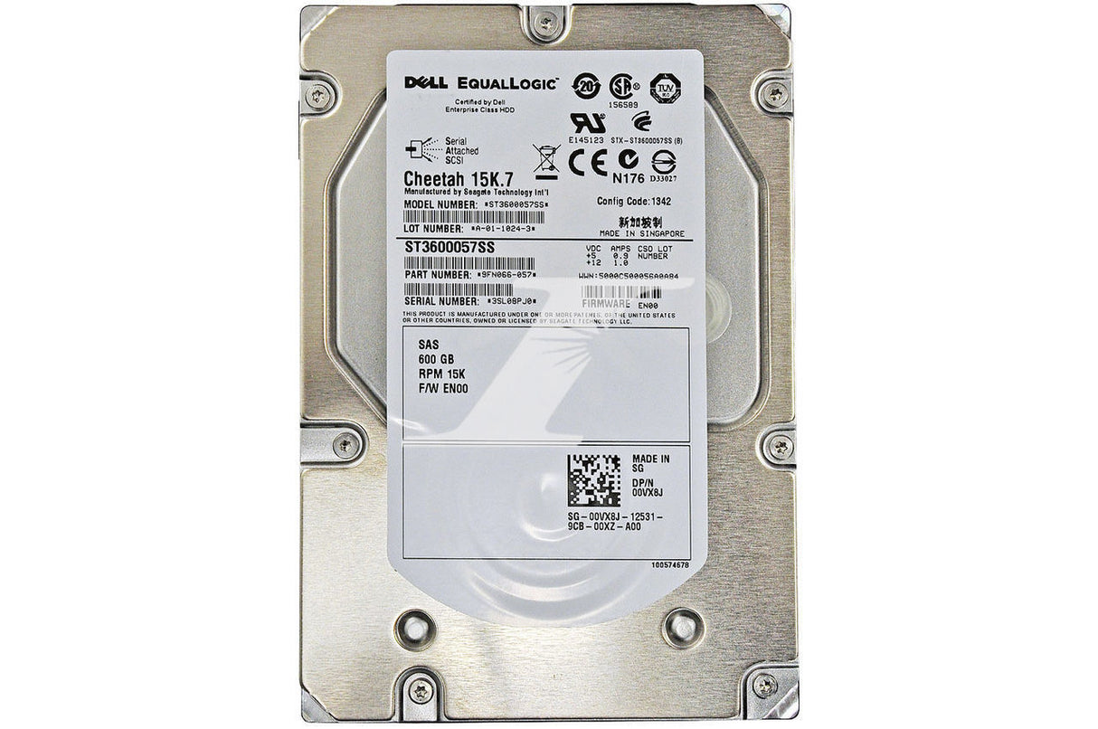 600GB 15K SAS 3.5" Dual port, 6G, ORIGINEEL DELL, Equalogic, 0VX8J