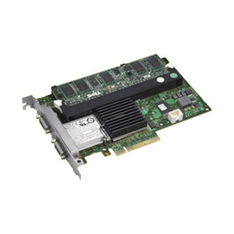 Dell PERC 6/E Dual Channel, SAS/SATA PCIe RAID Controller, 512MB Battery Backed Cache, P/N: J155F, 0J155F