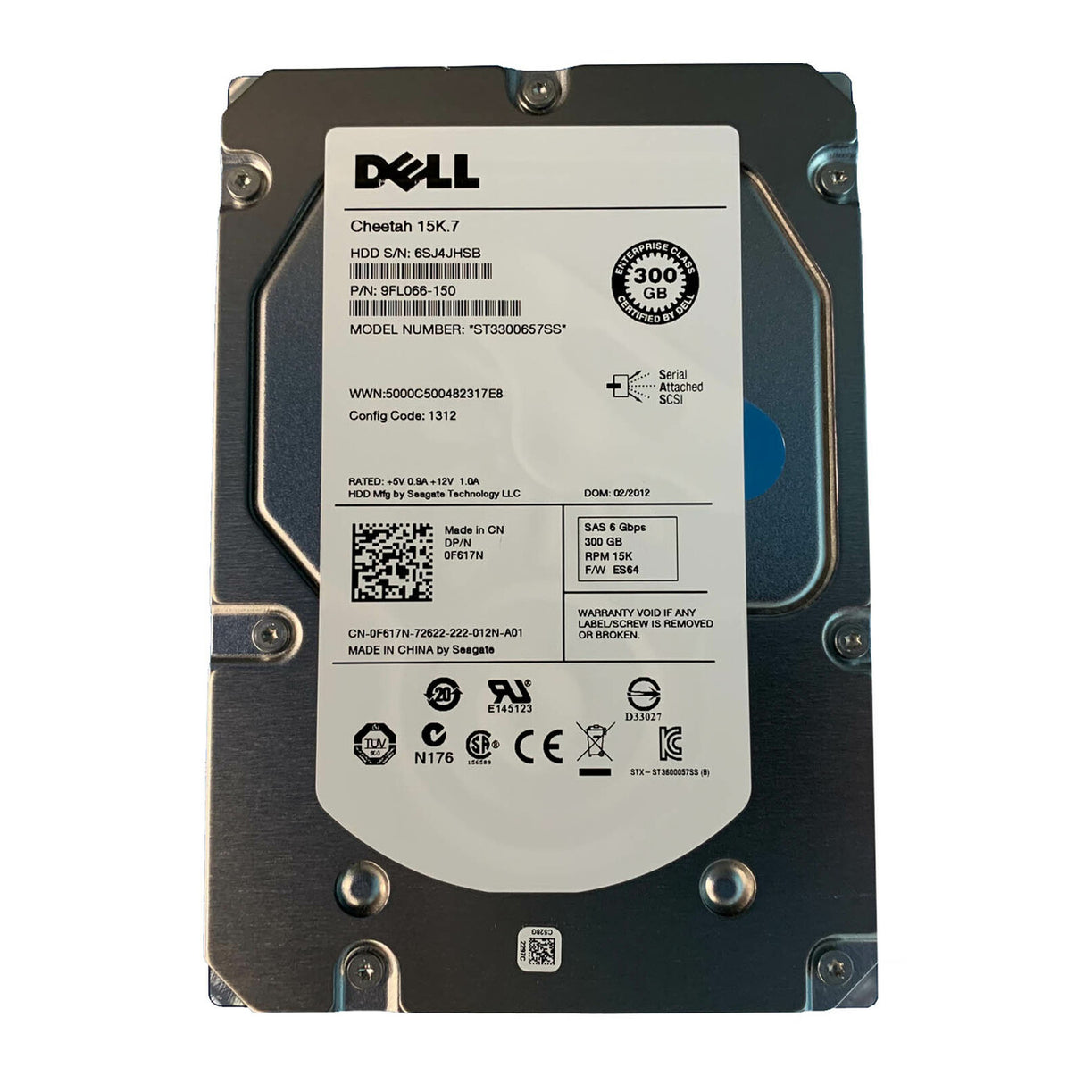 300 GB 15K SAS 3,5 Zoll DP 6G DELL Teilenummer: F617N 0F617N