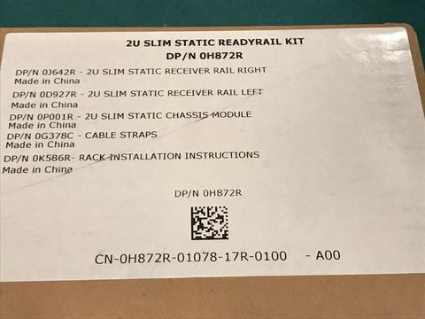 Dell Slim Static Ready-Schienen 2U für PowerEdge R510, R515, R520, R720, R720xd, R730, R730xd, R820 P/N: H872R, 0H872R, K085T, 0K085T